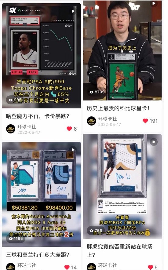 环球卡社小红书内容墙：卡市行情与卡片鉴赏笔记